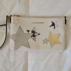 Michael Kors Star-Embellished Beige Wristlet